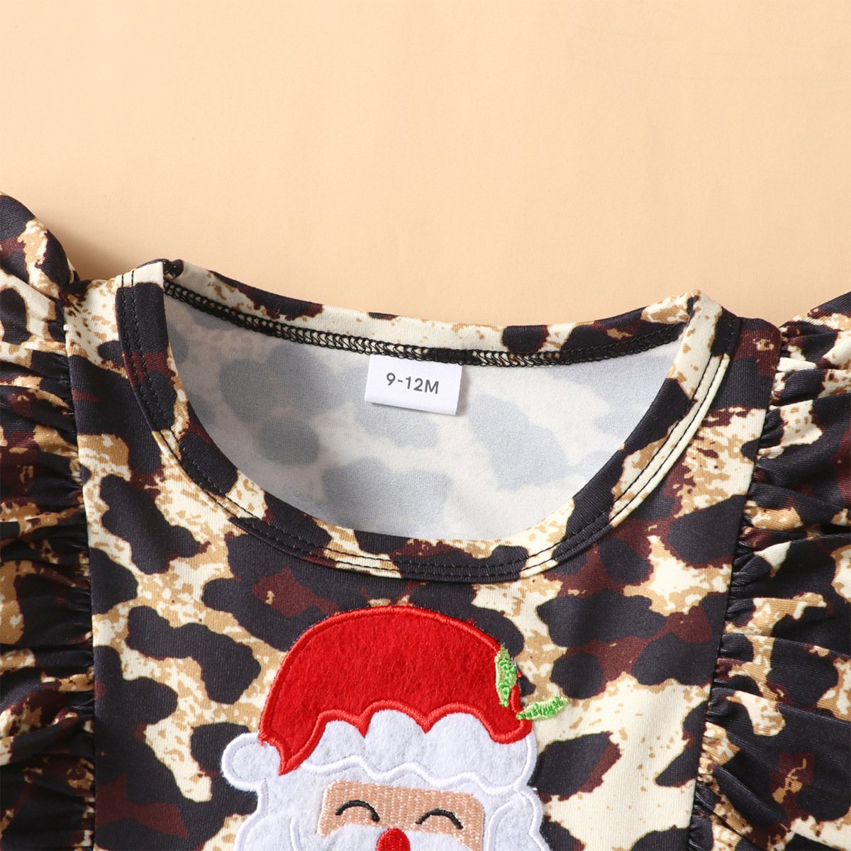 Baby Girls Long Sleeve Leopard Christmas Dress baby clothes wholesale