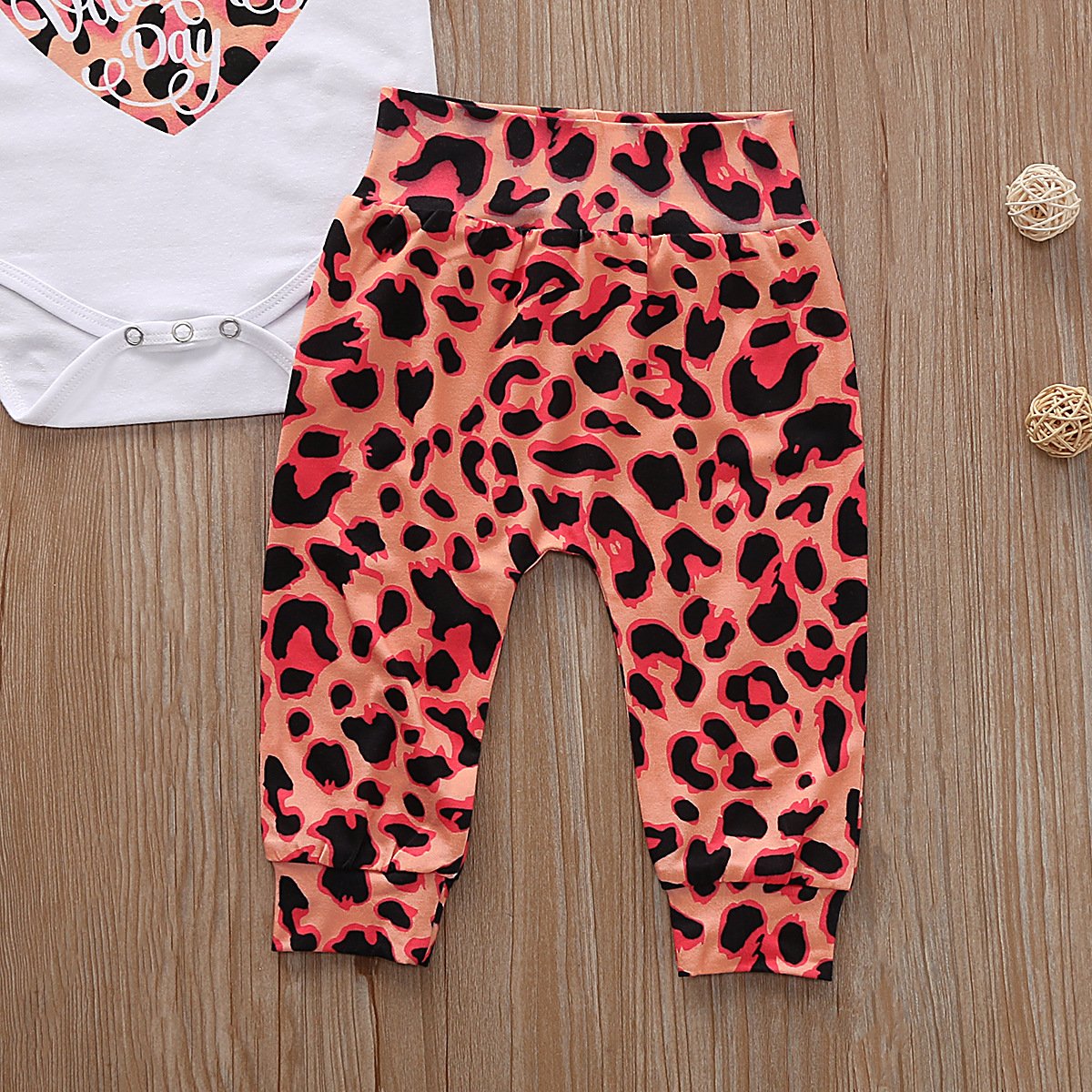 Baby Girls Long Sleeve Leopard Letter Romper & Pants & Headband cheap baby clothes wholesale