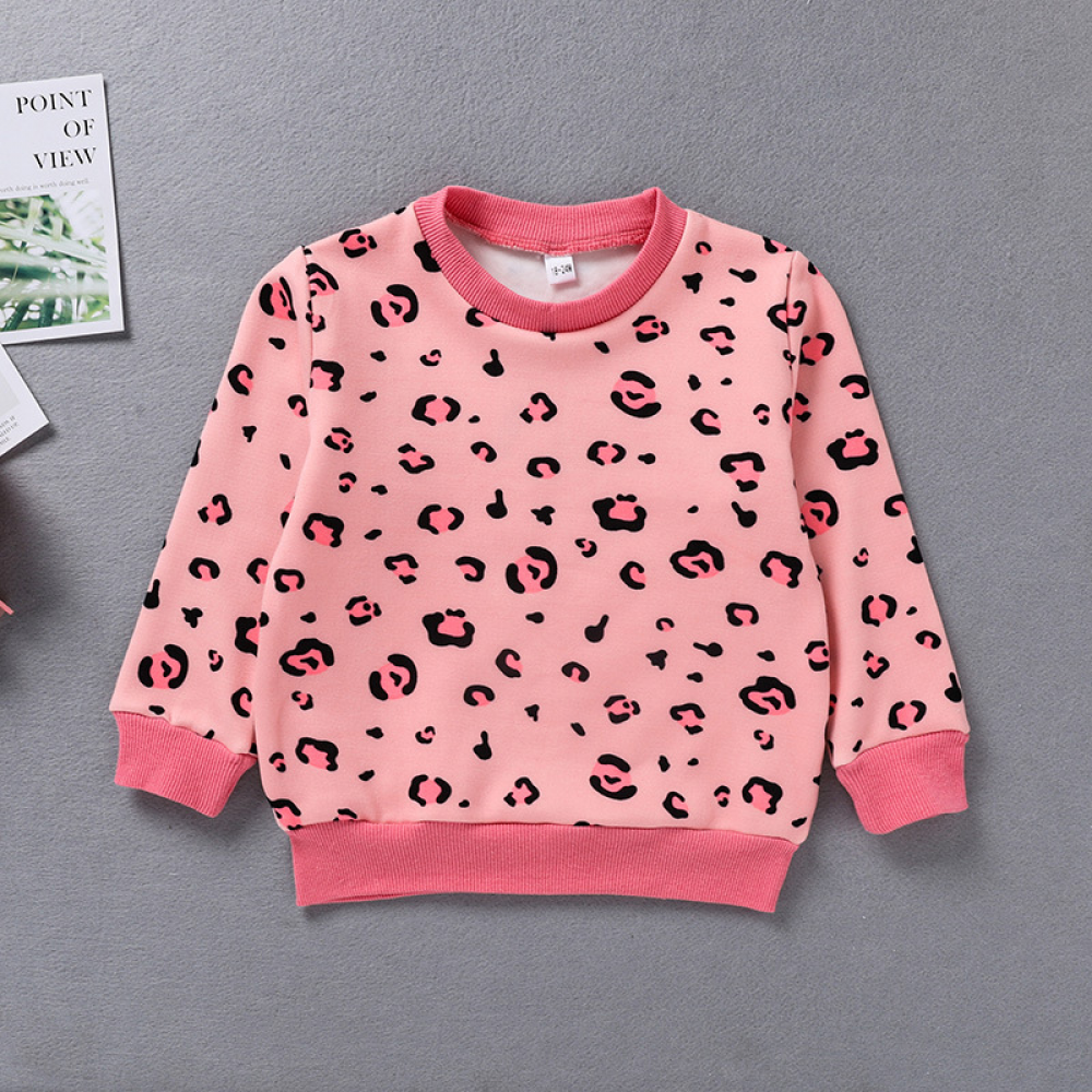 Girls Long Sleeve Leopard Printed T-shirt wholesale toddler clothes