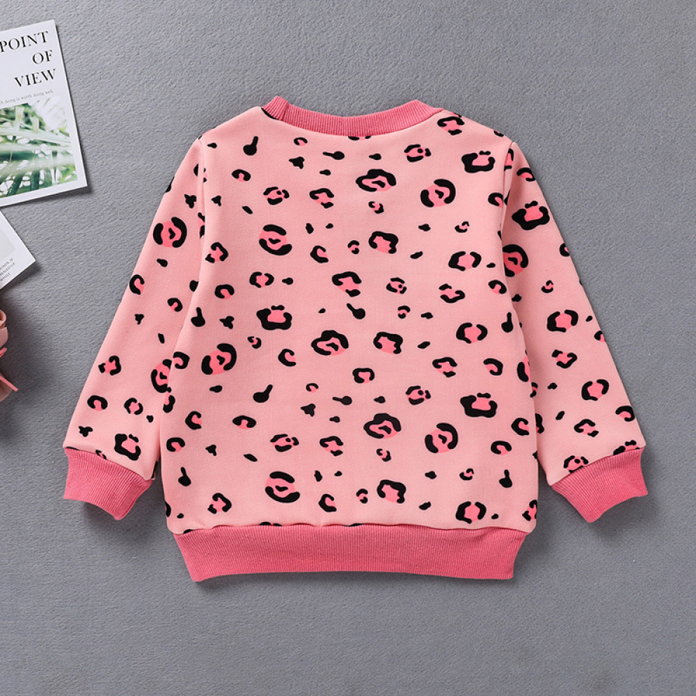 Girls Long Sleeve Leopard Printed T-shirt wholesale toddler clothes