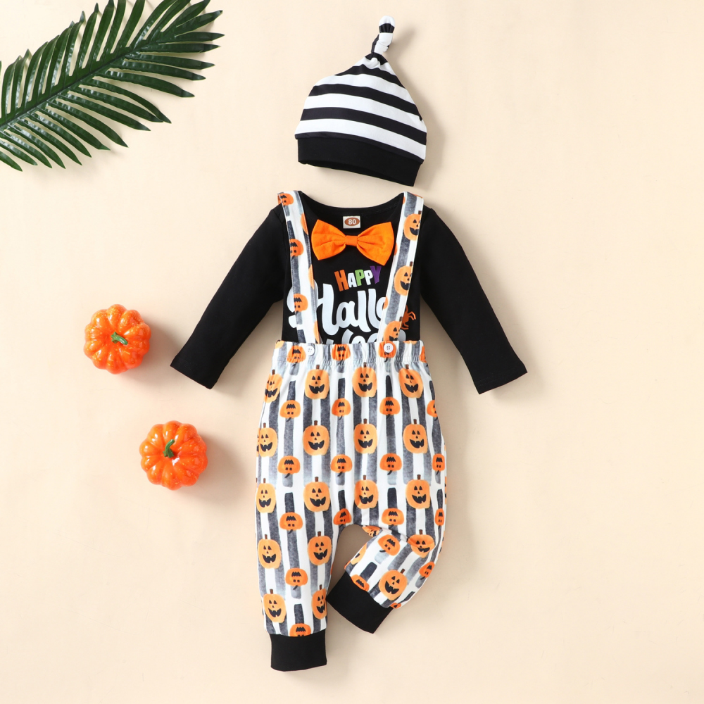 Baby Boys Long Sleeve Letter Cartoon Printed Romper & Jumpsuit & Hat baby clothes wholesale