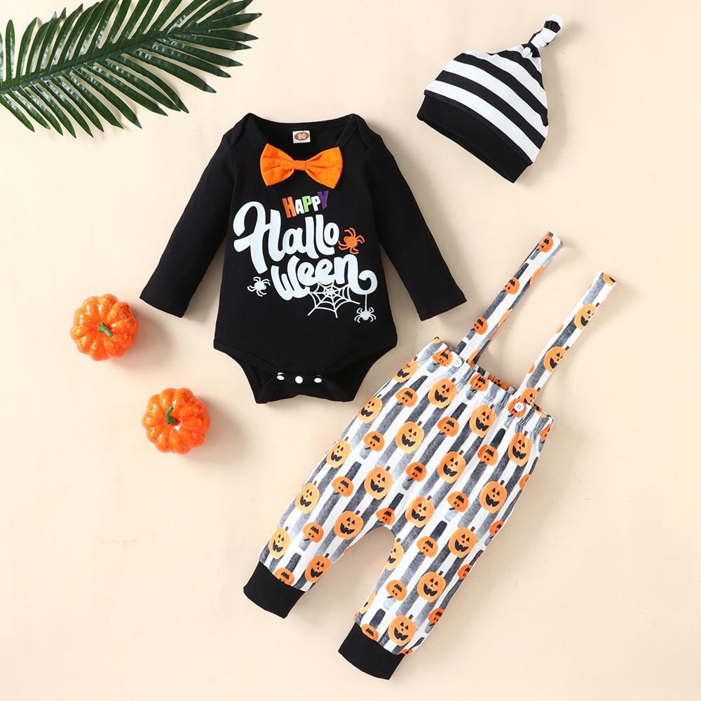 Baby Boys Long Sleeve Letter Cartoon Printed Romper & Jumpsuit & Hat baby clothes wholesale