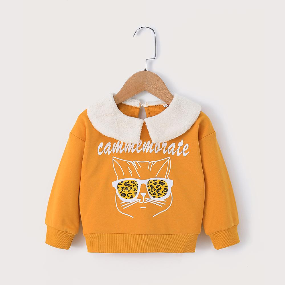 Girls Long Sleeve Letter Cartoon Top childrens wholesale clothing