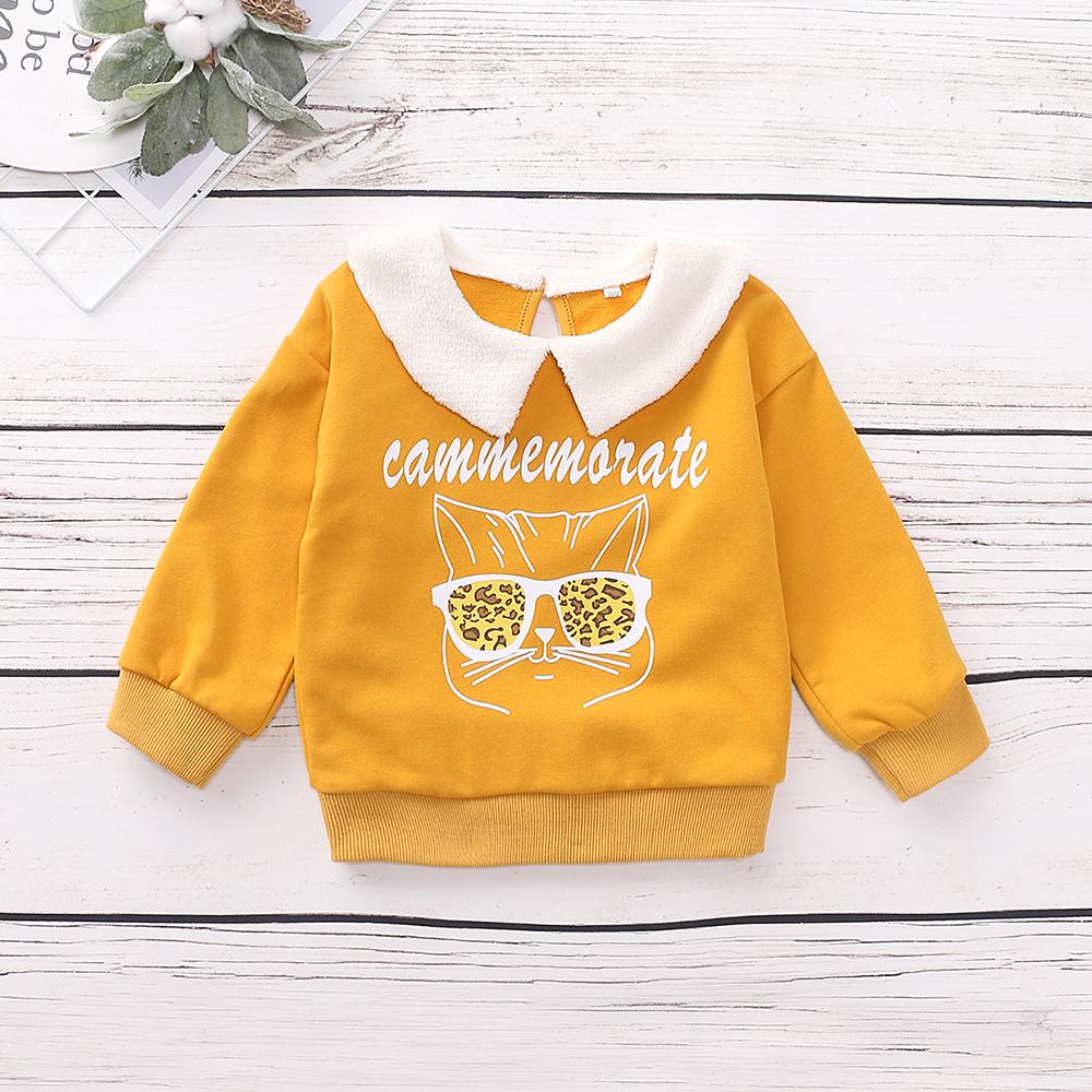 Girls Long Sleeve Letter Cartoon Top childrens wholesale clothing