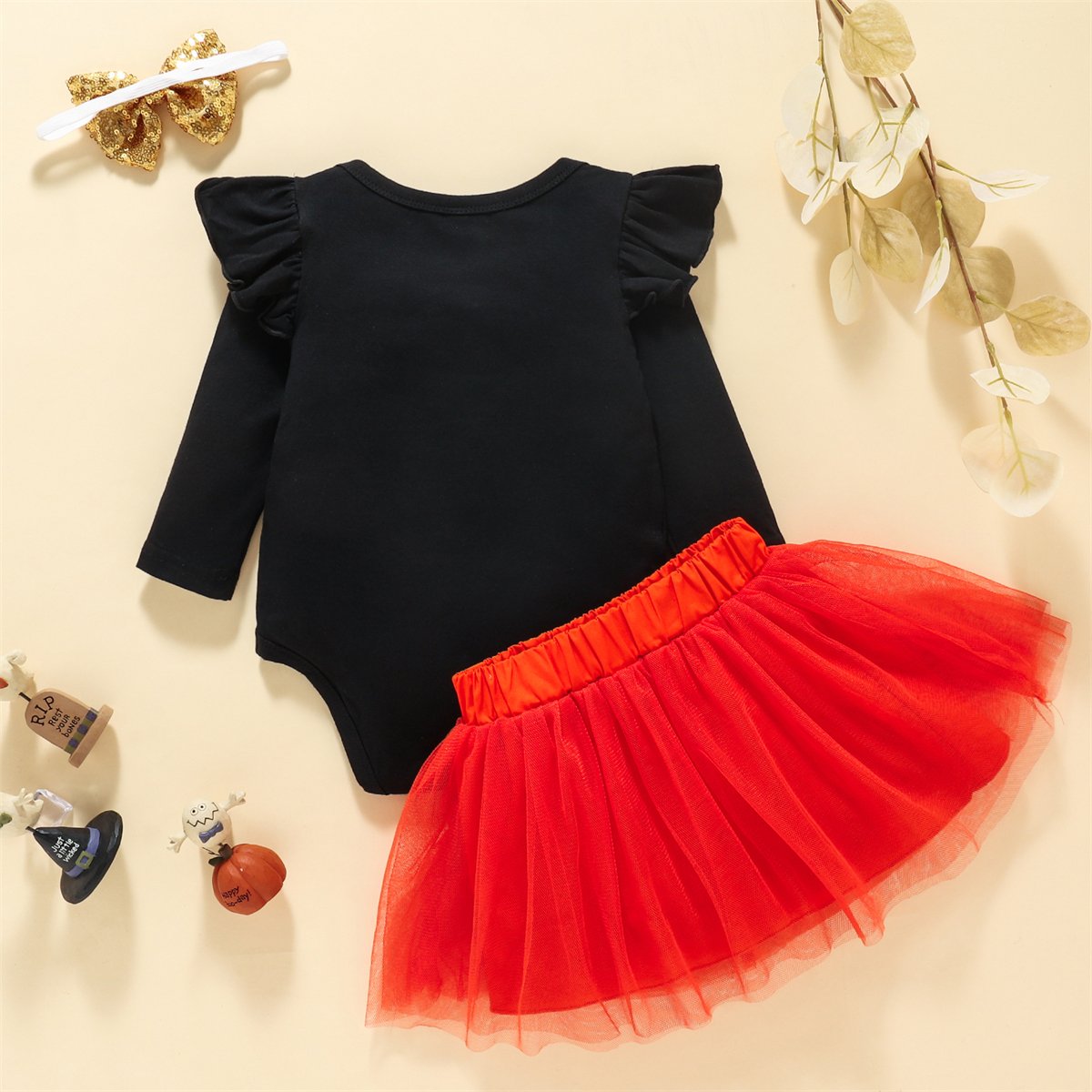 Baby Long Sleeve Letter Cute Romper & Skirt & Headband baby wholesale clothing