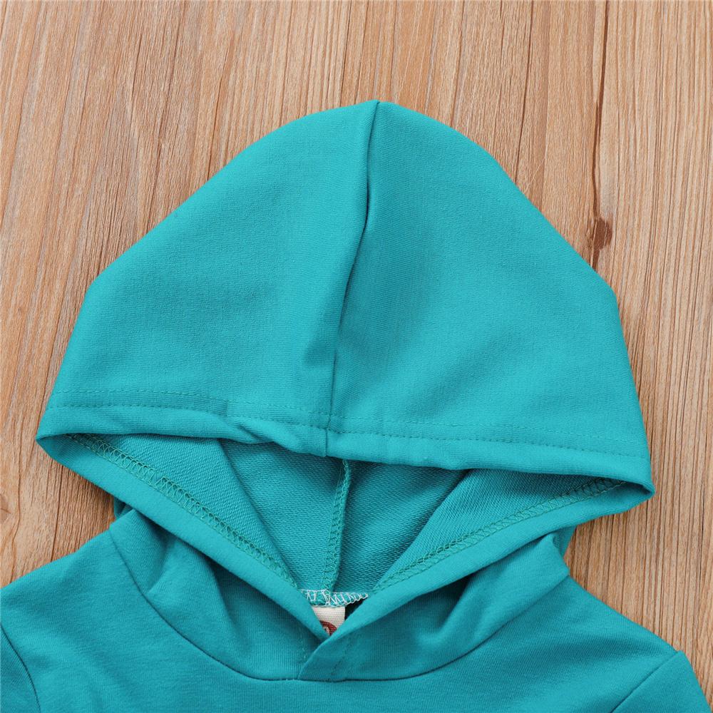 Girls Long Sleeve Letter Printed Color Contrast Hooded Top wholesale childrens clothing