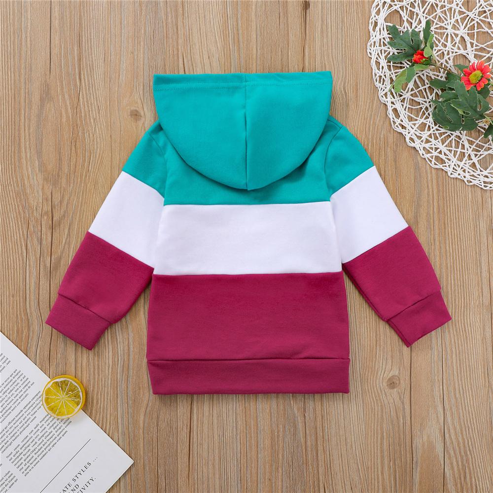 Girls Long Sleeve Letter Printed Color Contrast Hooded Top wholesale childrens clothing