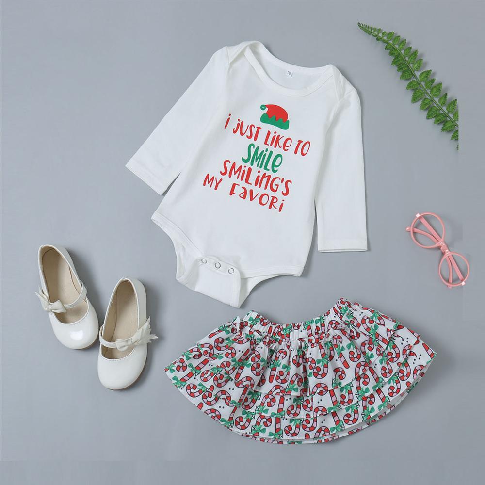 Baby Girls Long Sleeve Letter Printed Romper & Skirt baby clothes wholesale