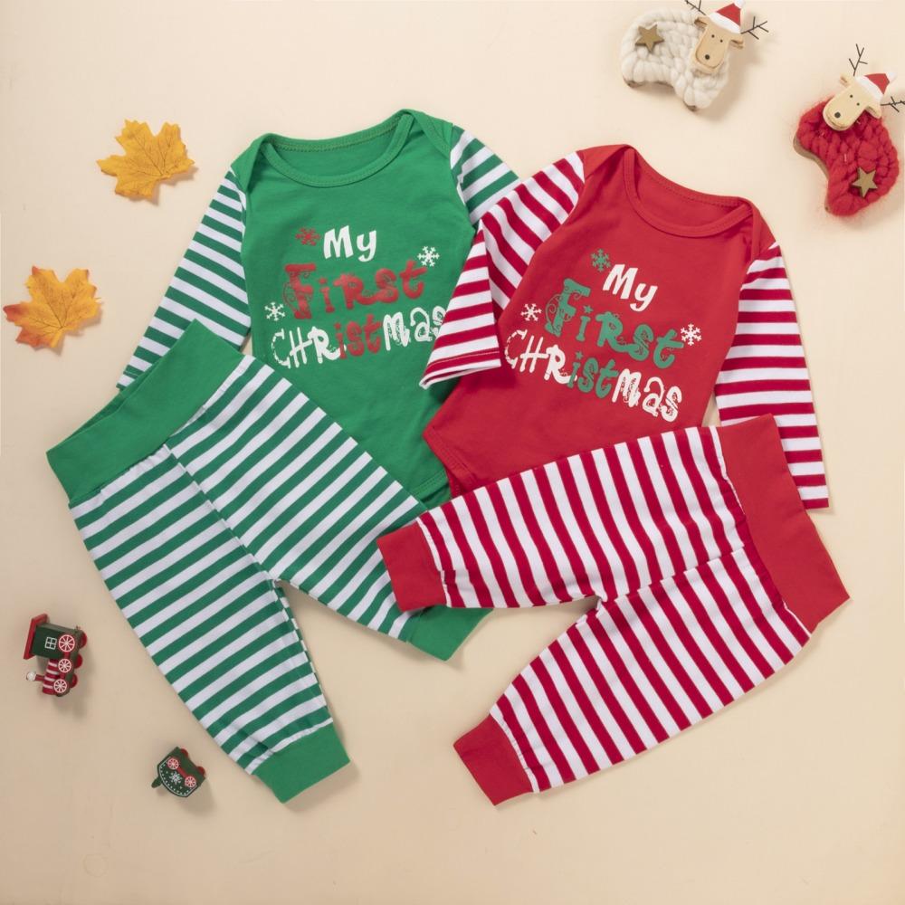 Baby Long Sleeve Letter Printed Striped Romper & Pants baby clothing wholesale suppliers