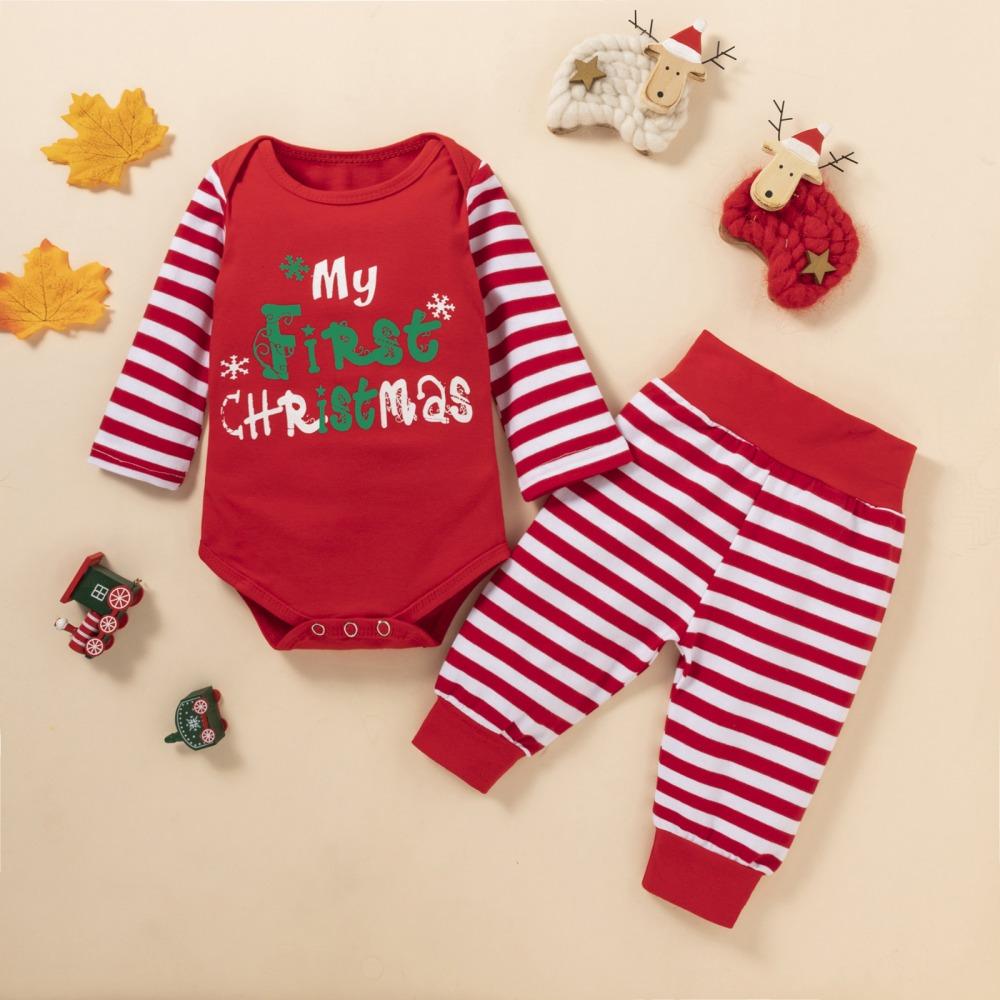 Baby Long Sleeve Letter Printed Striped Romper & Pants baby clothing wholesale suppliers