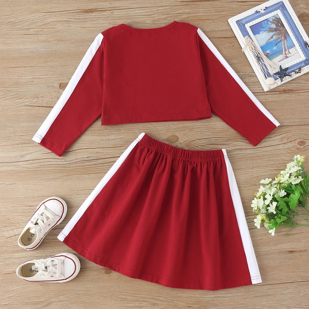 Girls Long Sleeve Letter Top & Skirt kids clothes wholesale