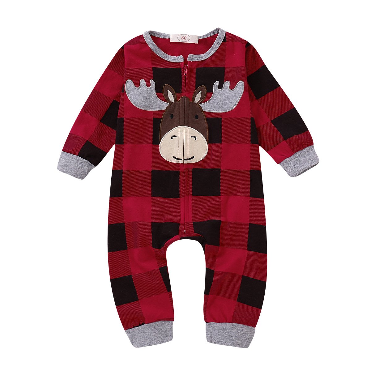 Baby Long Sleeve Plaid Animal Romper baby clothing wholesale suppliers