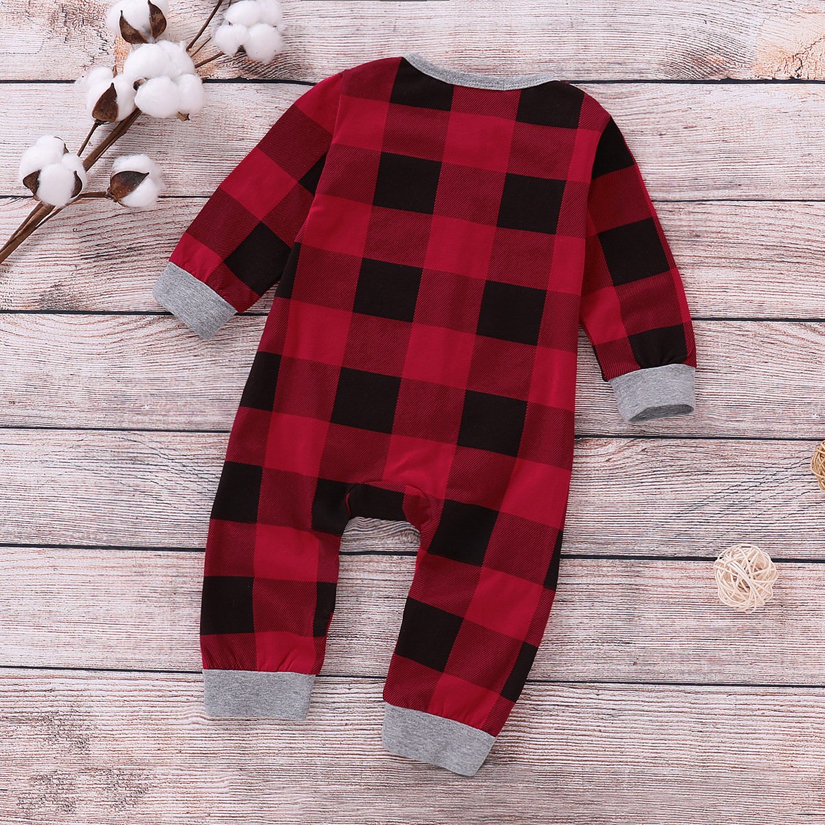 Baby Long Sleeve Plaid Animal Romper baby clothing wholesale suppliers