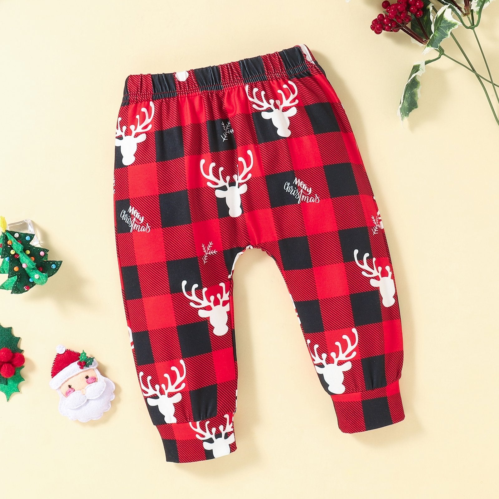 Baby Boys Long Sleeve Plaid Christmas Letter Romper & Pants & Hat baby wholesale clothing