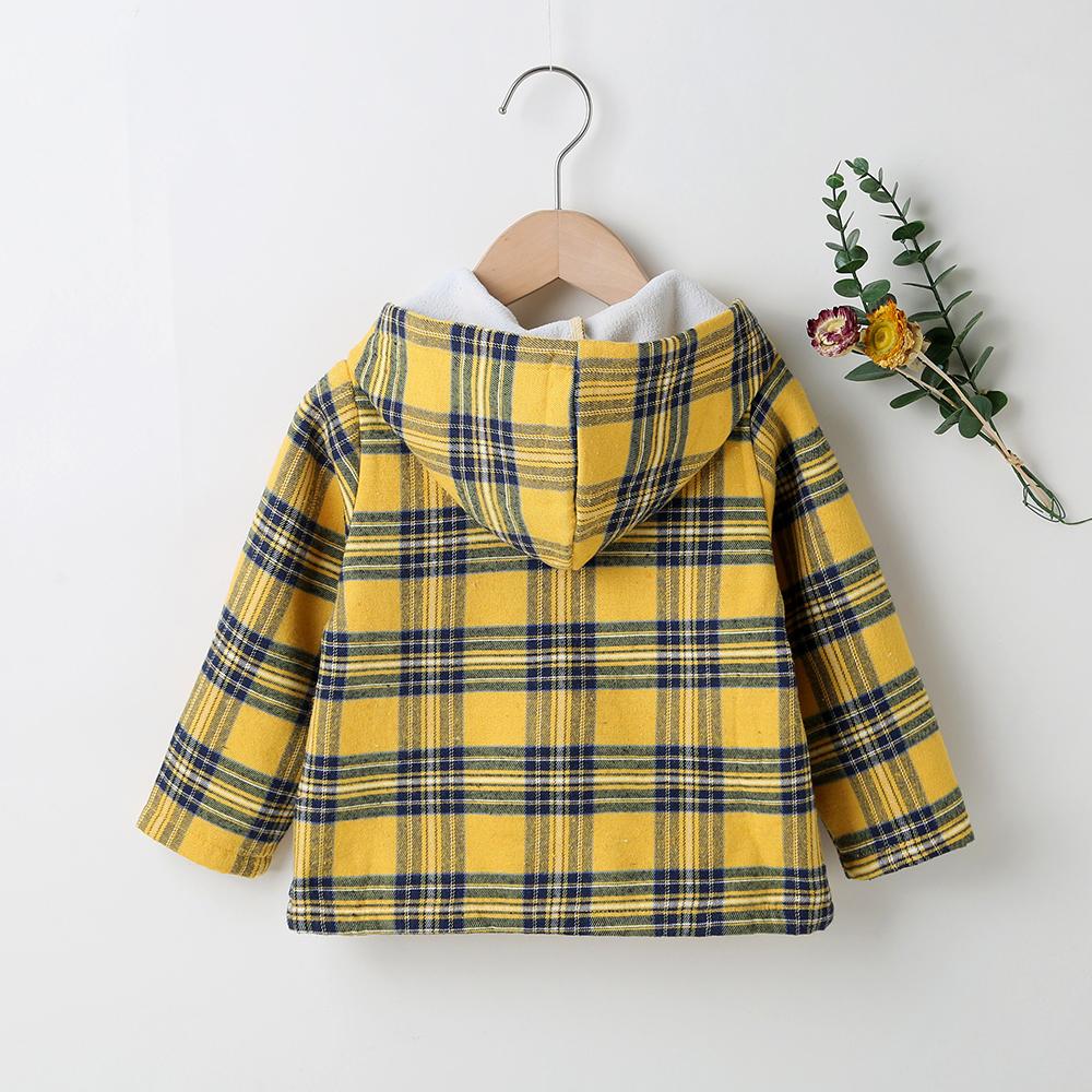 Unisex Long Sleeve Plaid Pocket Zipper Hooded Jacket Bulk Kids Clothes