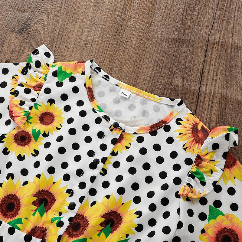 Girls Long Sleeve Polka Dot Floral Printed Jumpsuit & Headband wholesale kids clothing