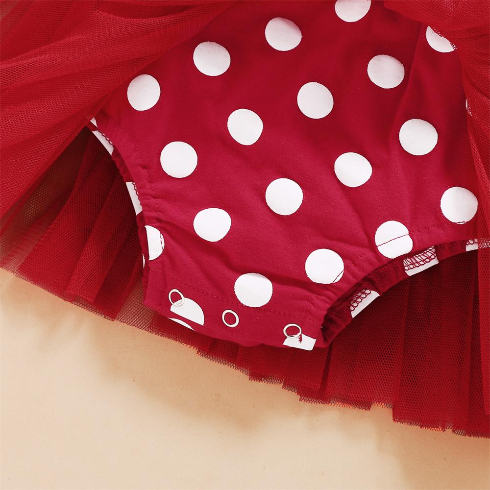 Baby Girls Long Sleeve Polka Dot Mesh Dress & Headband Wholesale Baby Clothes