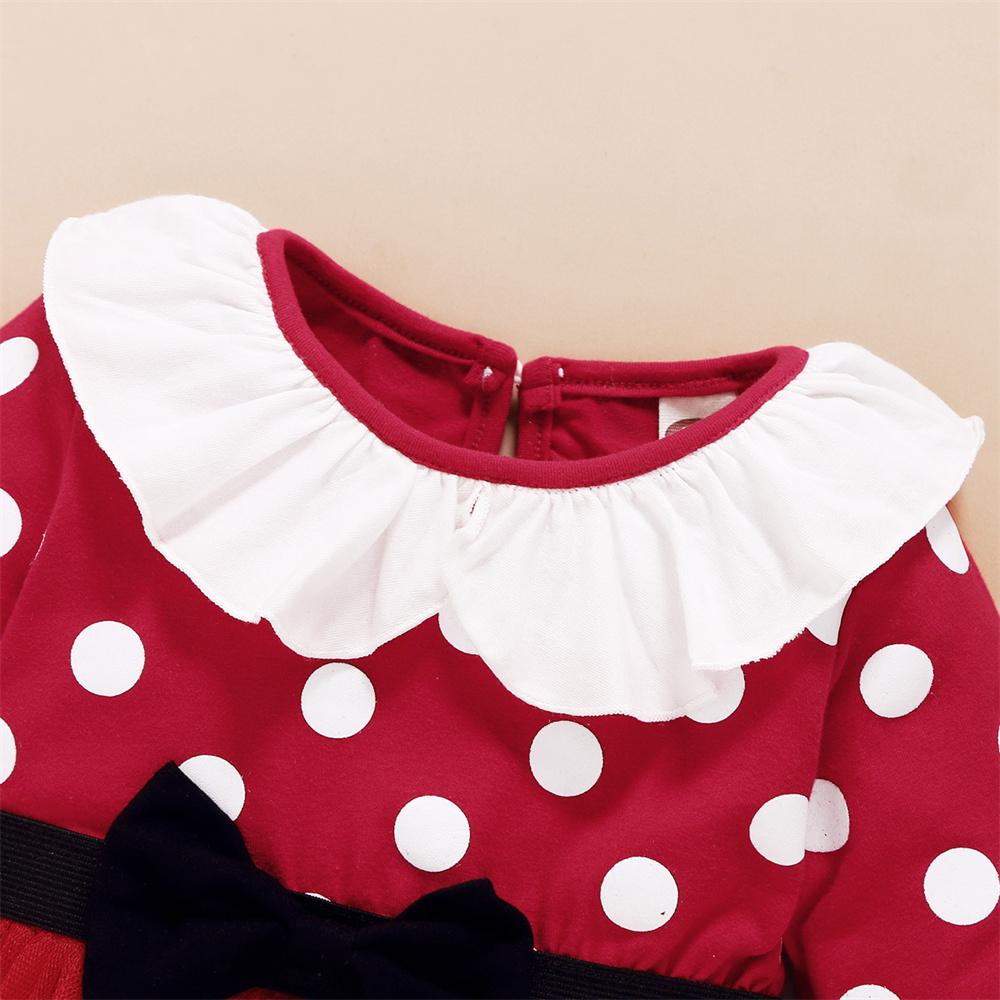 Baby Girls Long Sleeve Polka Dot Mesh Dress & Headband Wholesale Baby Clothes