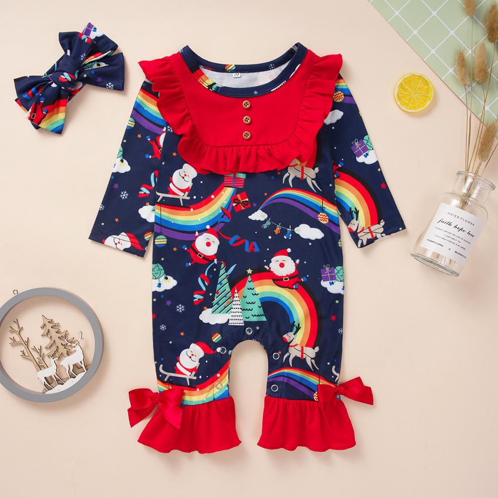 Baby Girls Long Sleeve Printed Romper baby clothing wholesale