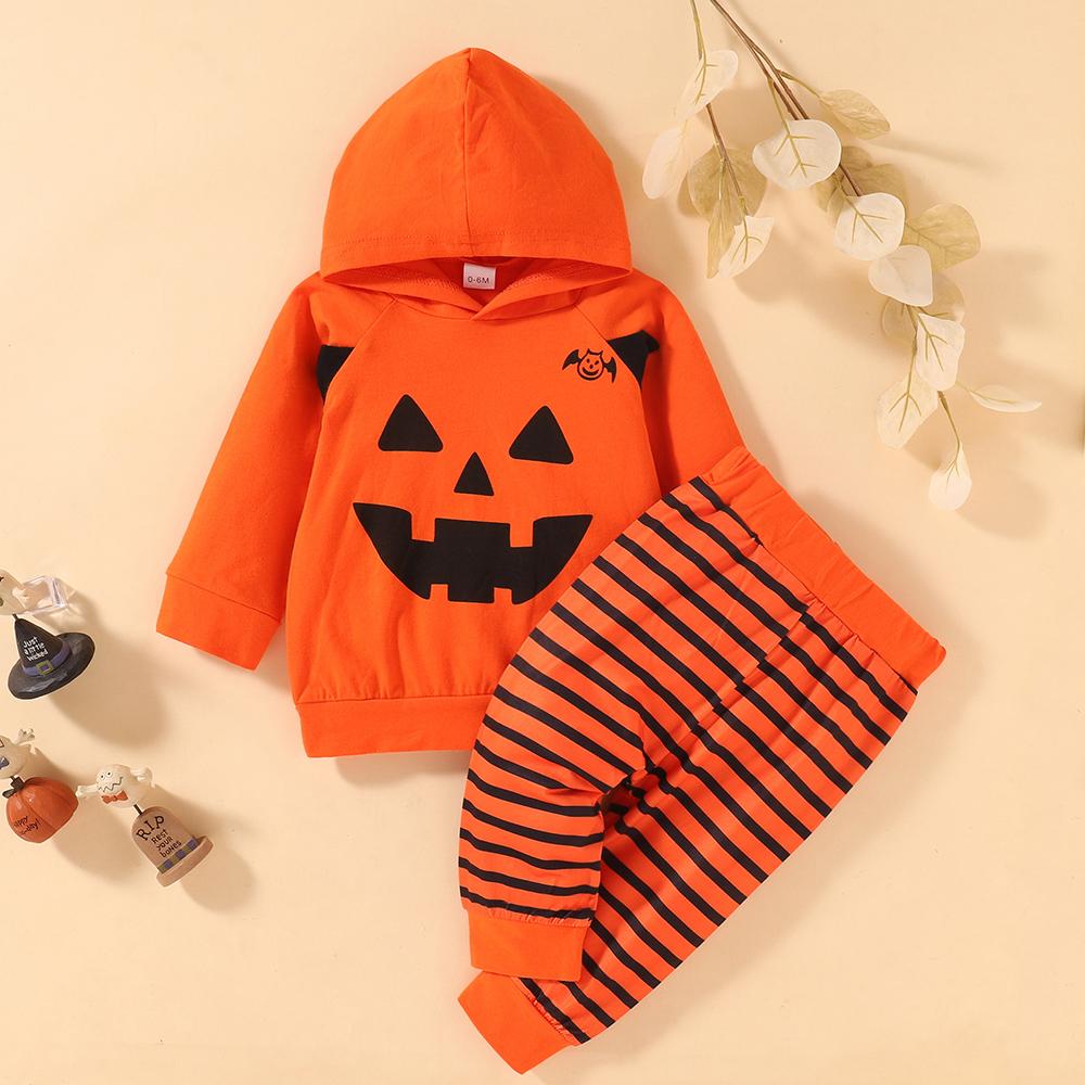 Baby Long Sleeve Printed Striped Hooded Top & Pants Wholesale Baby Clothes