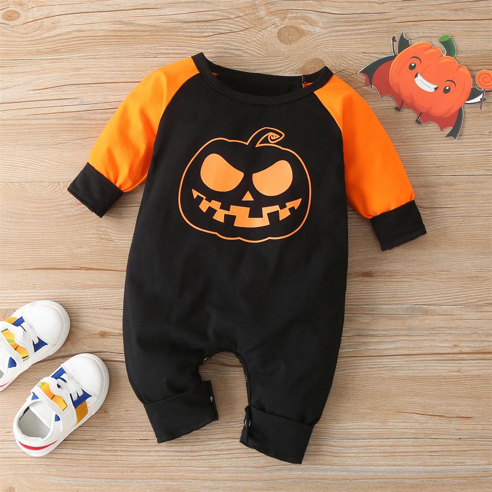 Baby Long Sleeve Pumpkin Printed Romper Wholesale Baby Clothes