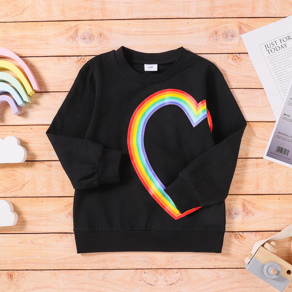 Girls Long Sleeve Rainbow Printed T-shirt kids clothes wholesale