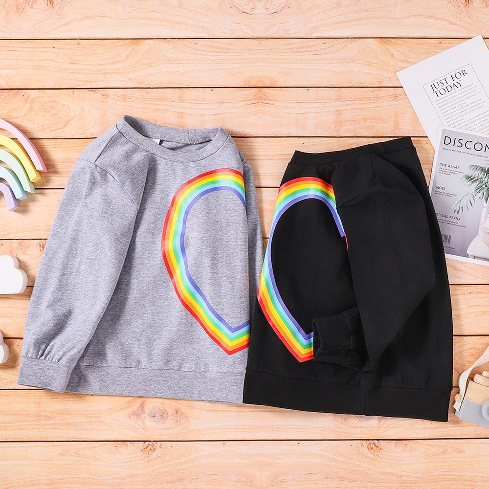 Girls Long Sleeve Rainbow Printed T-shirt kids clothes wholesale