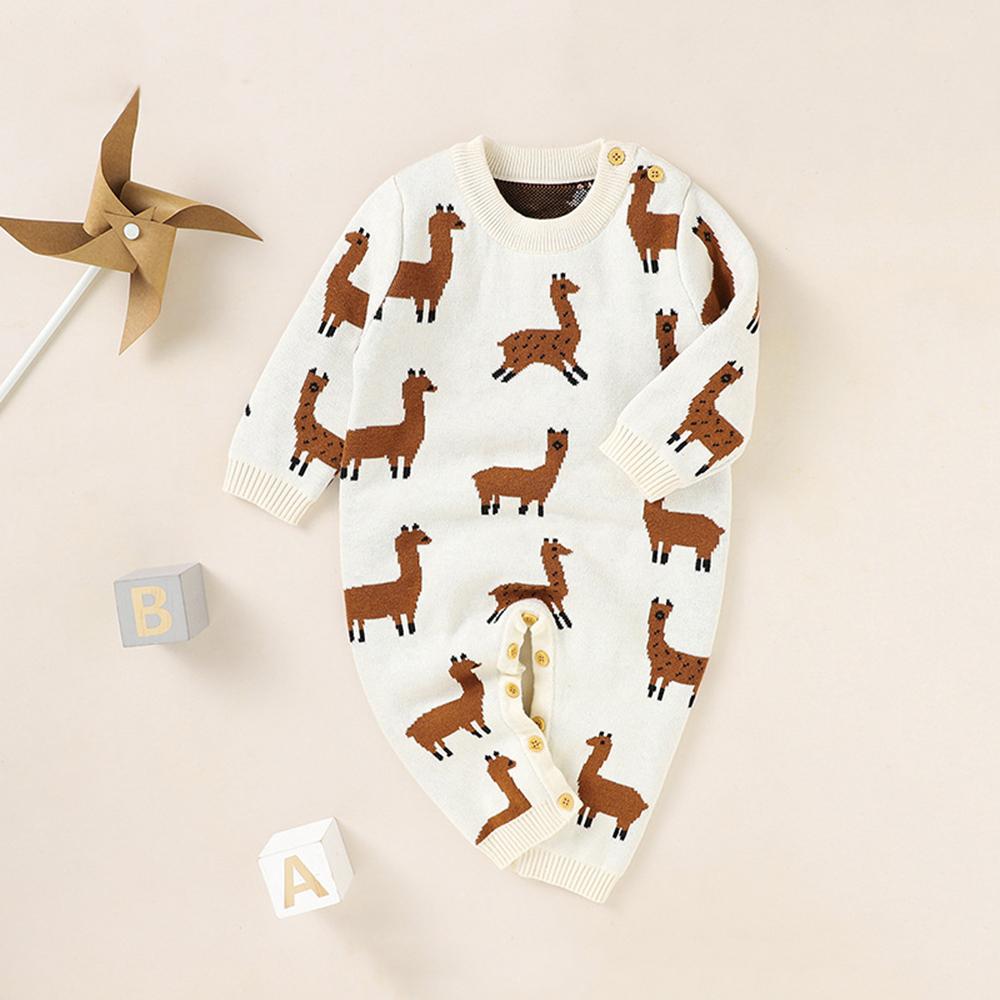 Baby Animal Long Sleeve Sweater Romper