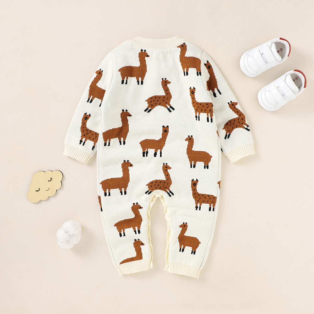 Baby Animal Long Sleeve Sweater Romper