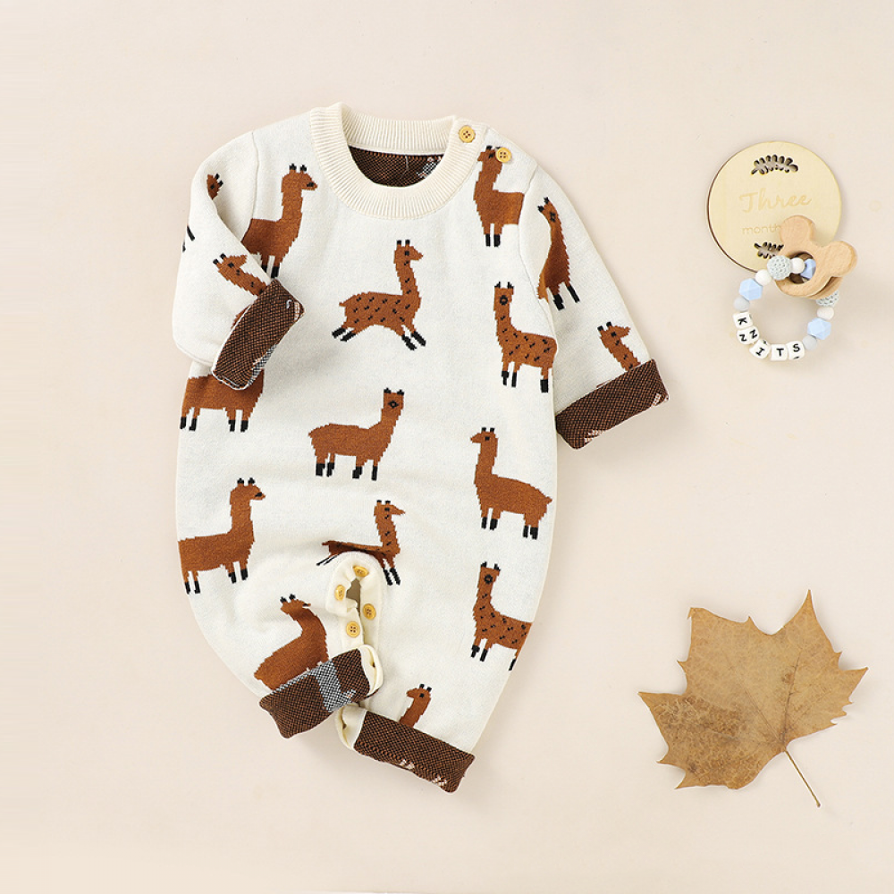 Baby Animal Long Sleeve Sweater Romper