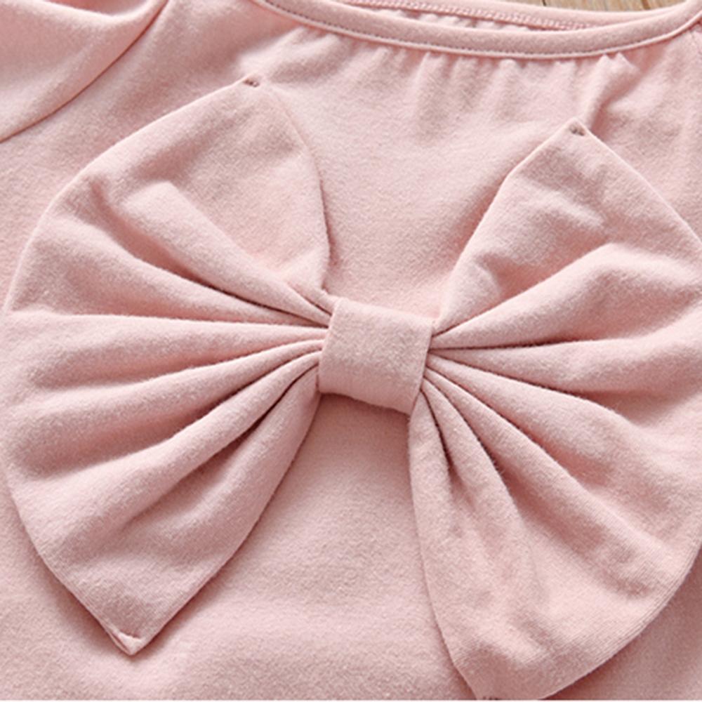 Girls Long Sleeve Solid Bow Decor Top wholesale kids clothing