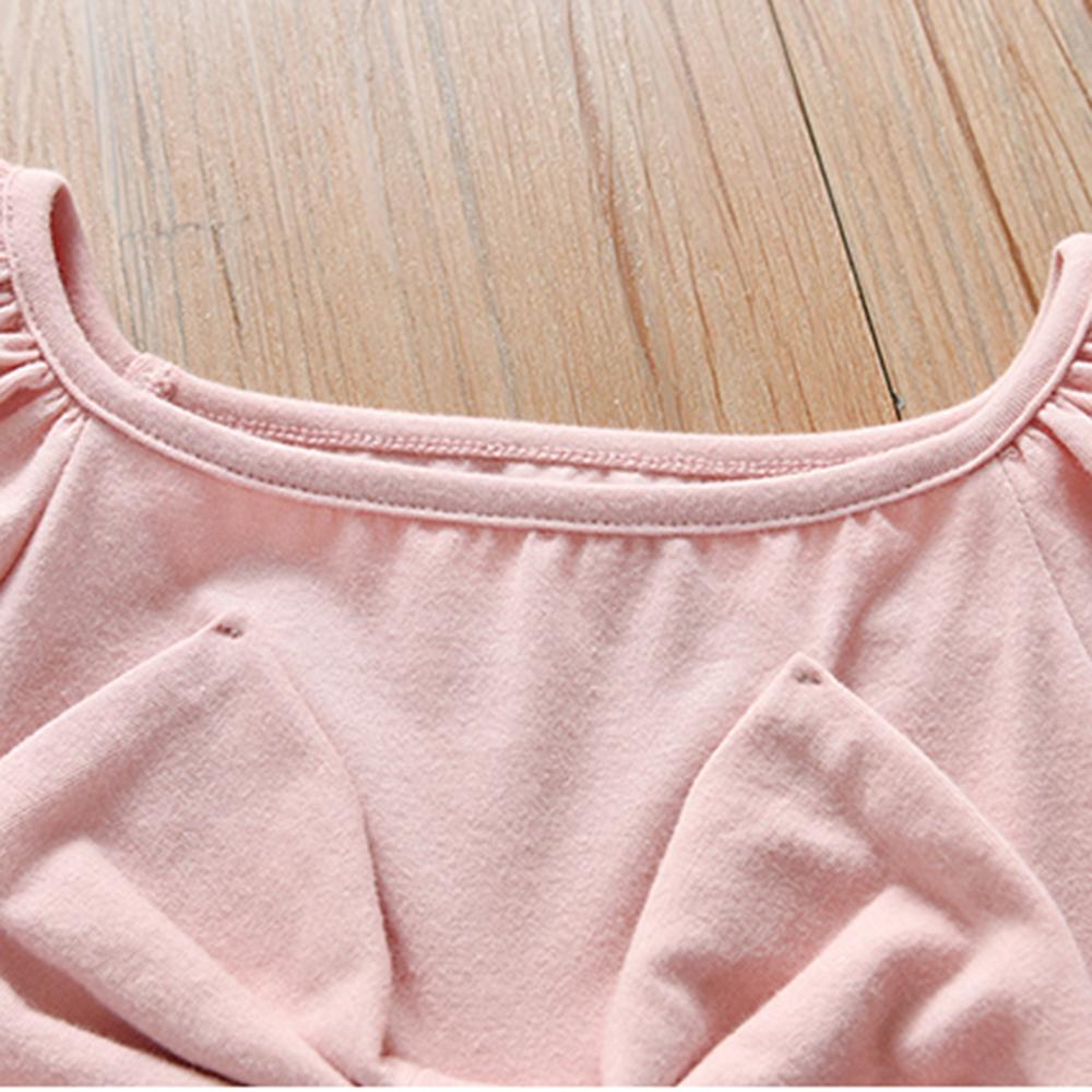 Girls Long Sleeve Solid Bow Decor Top wholesale kids clothing