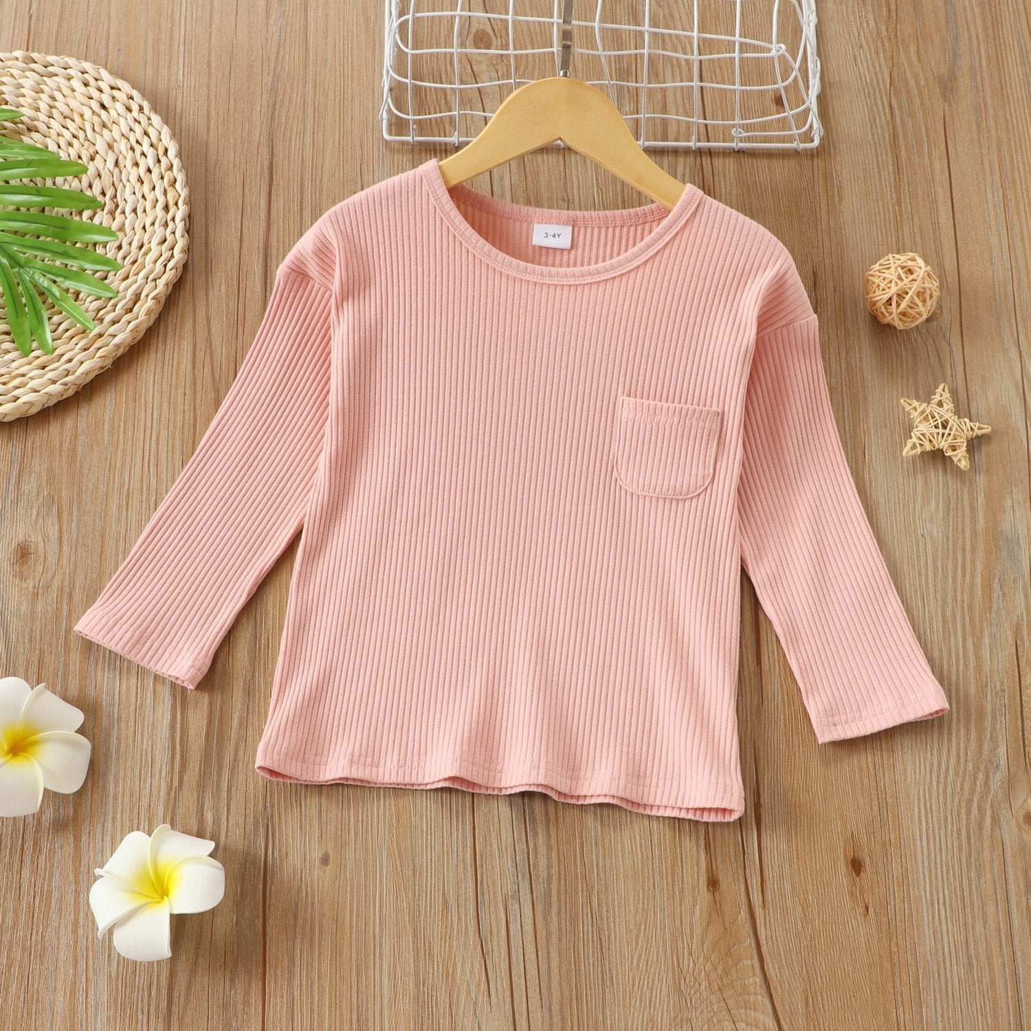 Girls Long Sleeve Solid Casual Top wholesale kids clothing