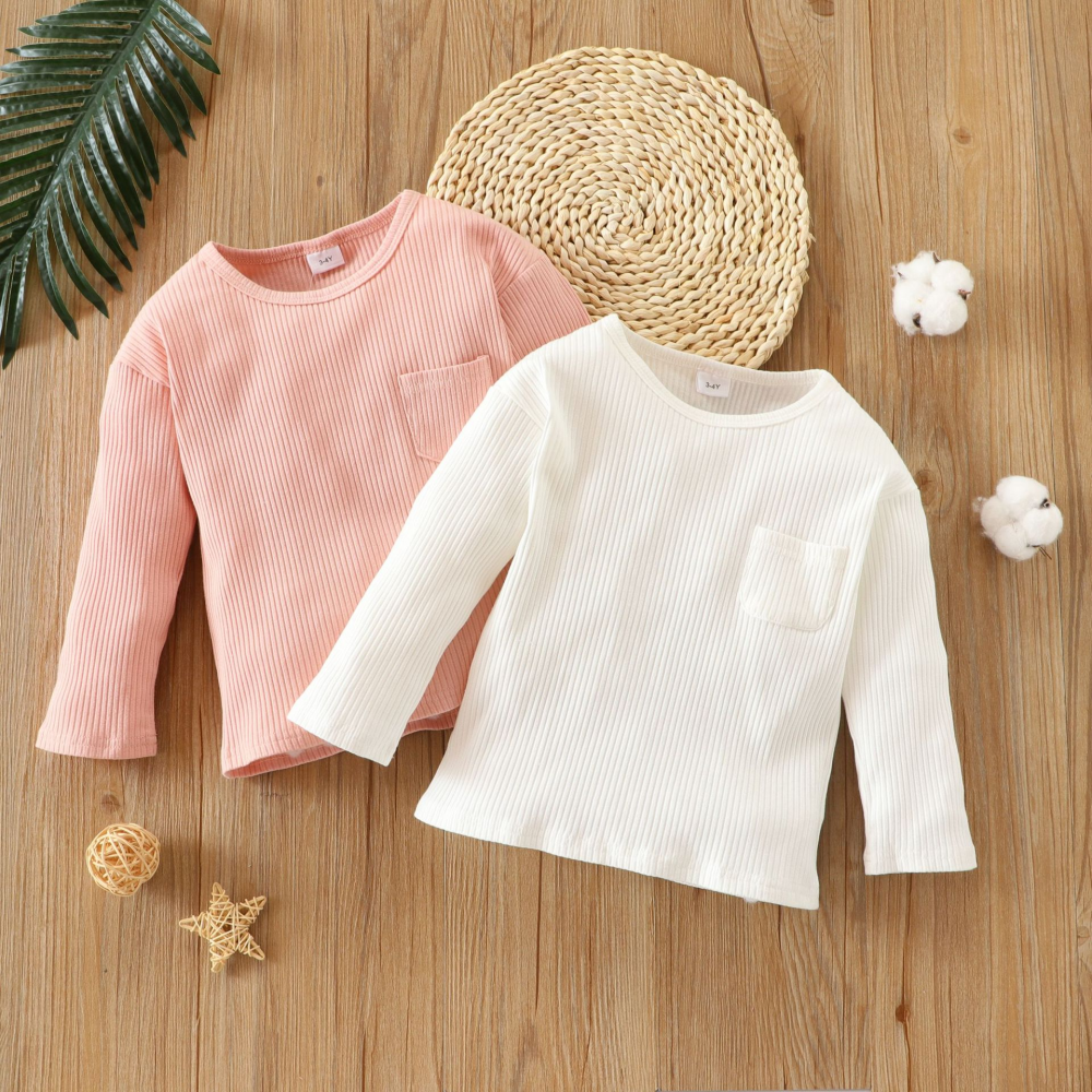 Girls Long Sleeve Solid Casual Top wholesale kids clothing