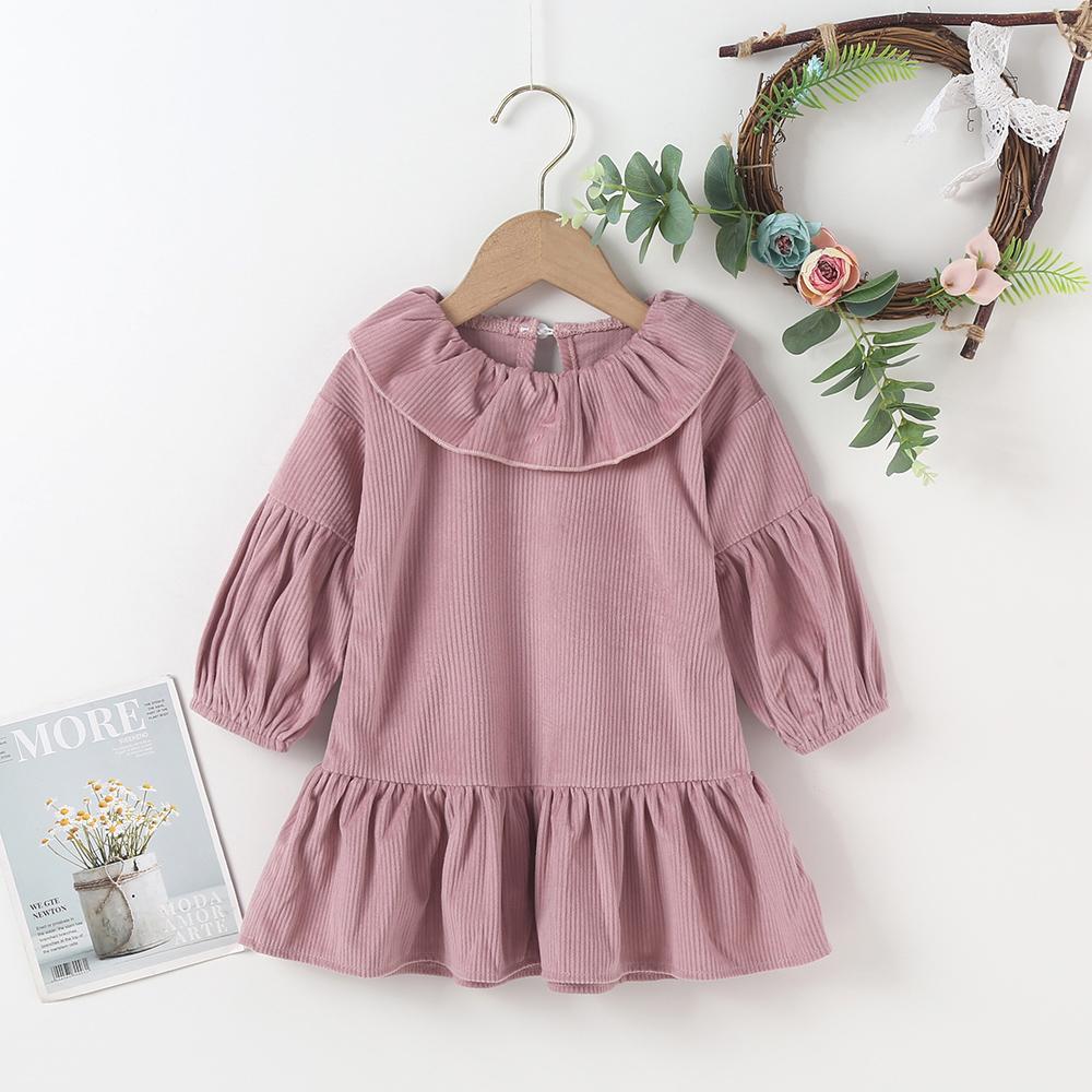 Baby Girls Long Sleeve Solid Color Dress Wholesale Baby Clothes