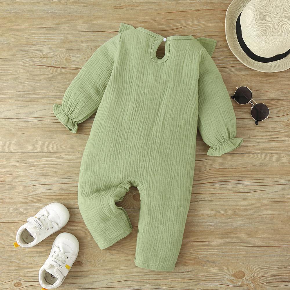 Baby Girls Long Sleeve Solid Romper baby clothing wholesale