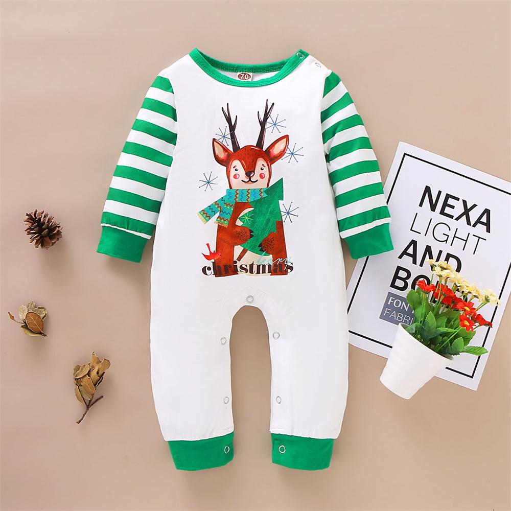 Baby Long Sleeve Striped Cartoon Christmas Romper Wholesale Baby Clothes