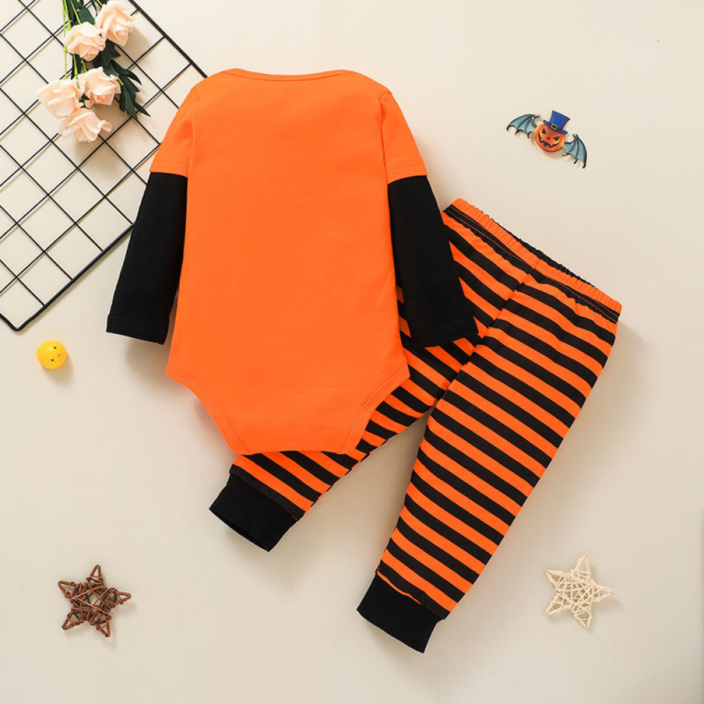 Baby Long Sleeve Striped Cartoon Printed Long Sleeve Romper & Pants wholesale baby