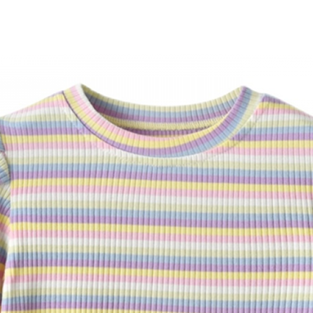 Girls Long Sleeve Striped Casual T-shirt kids wholesale clothing