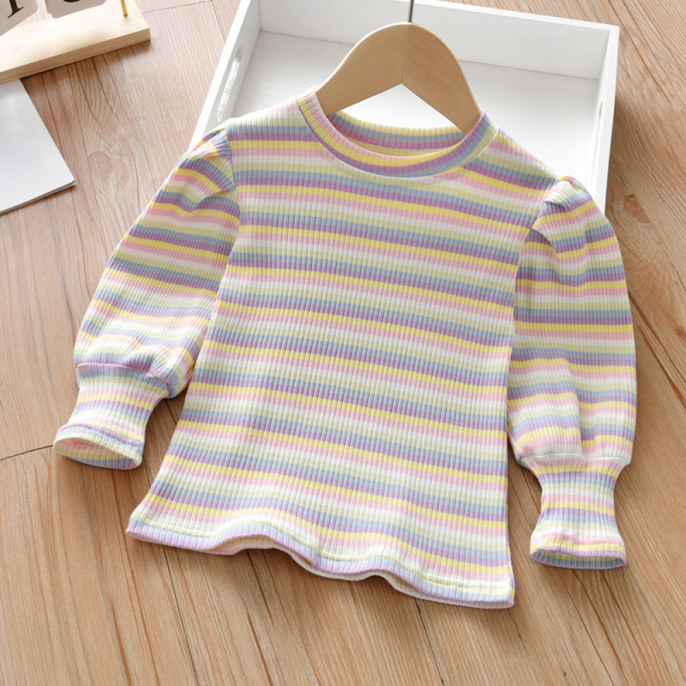 Girls Long Sleeve Striped Casual T-shirt kids wholesale clothing