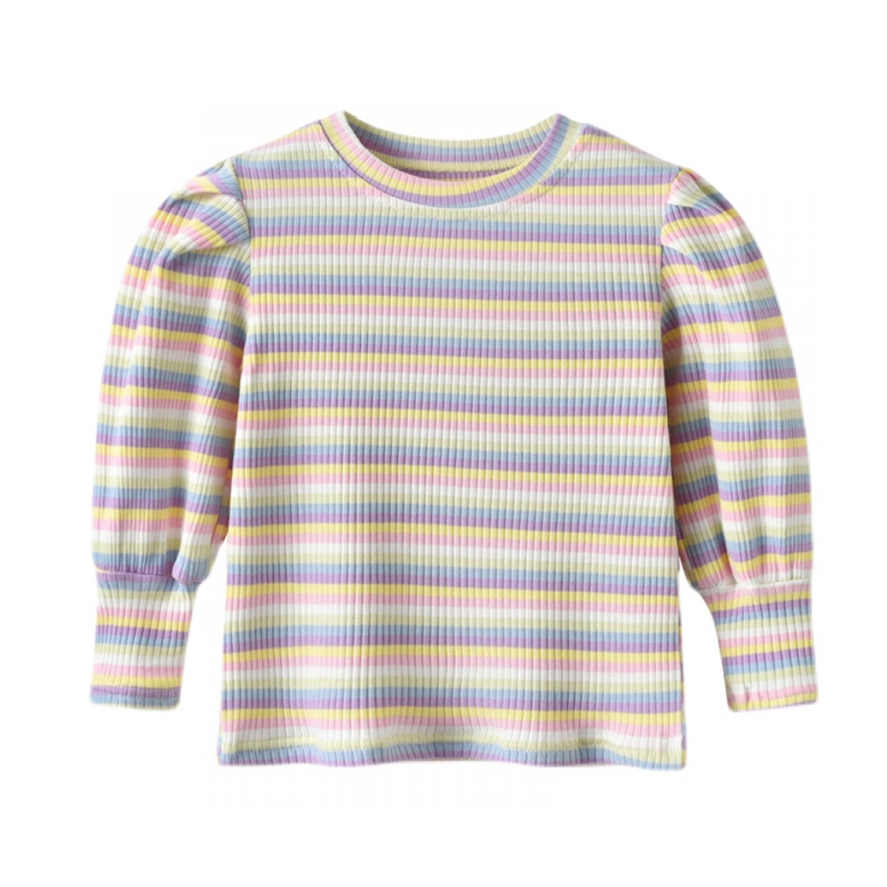 Girls Long Sleeve Striped Casual T-shirt kids wholesale clothing