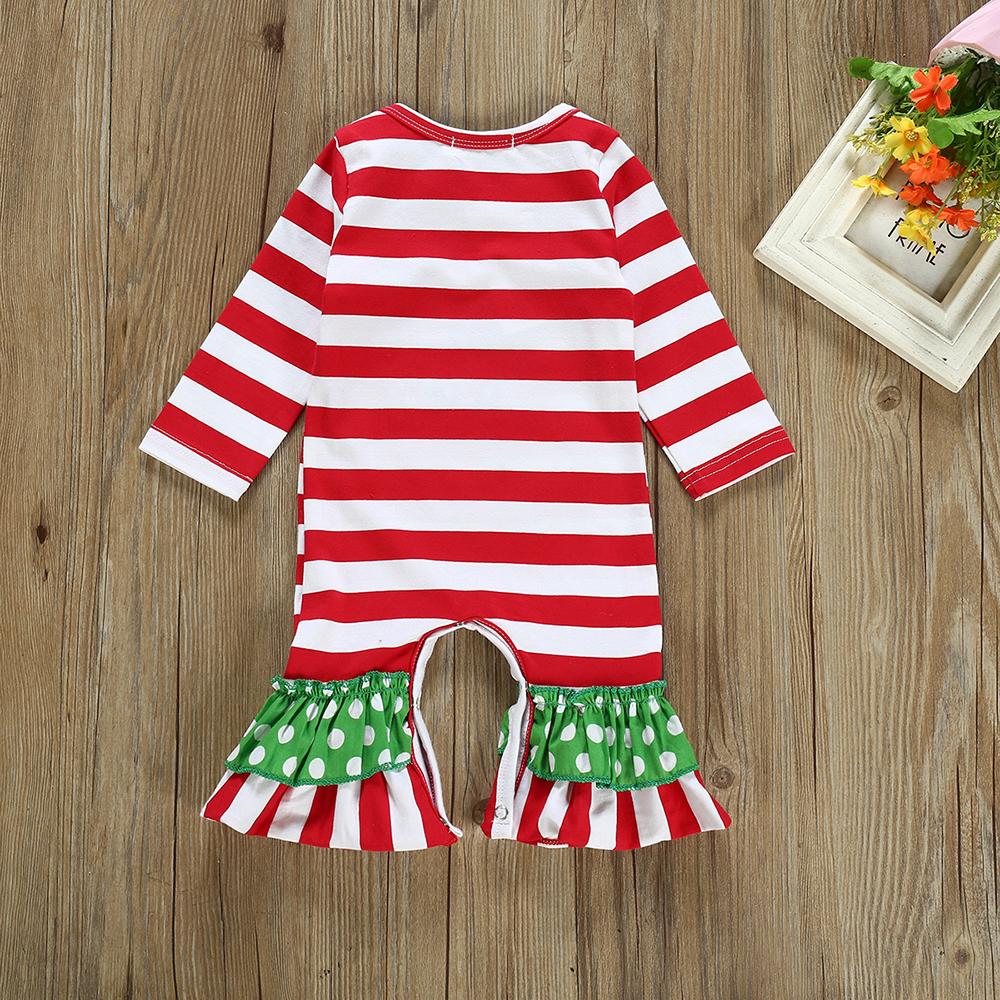 Baby Girls Long Sleeve Striped Christmas Princess Romper baby wholesale clothing