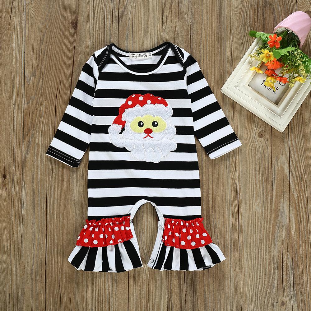 Baby Girls Long Sleeve Striped Christmas Princess Romper baby wholesale clothing