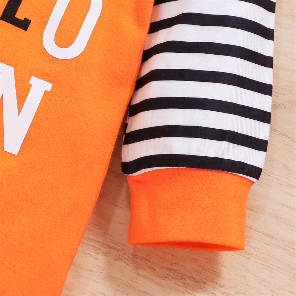 Baby Long Sleeve Striped Letter Printed Halloween Romper & Hat Wholesale Baby Clothes