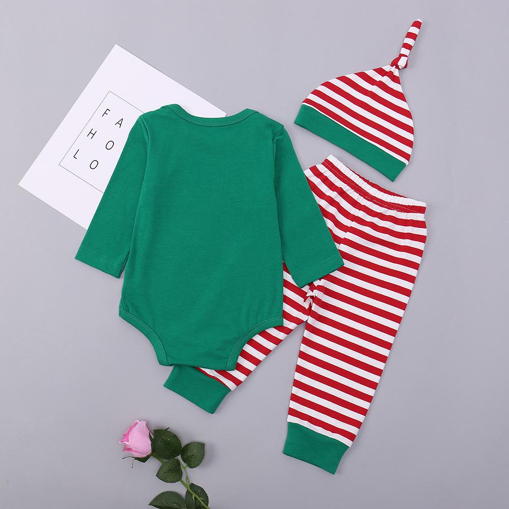 Baby Boys Long Sleeve Striped Letter Romper & Pants & Headband wholesale baby clothing