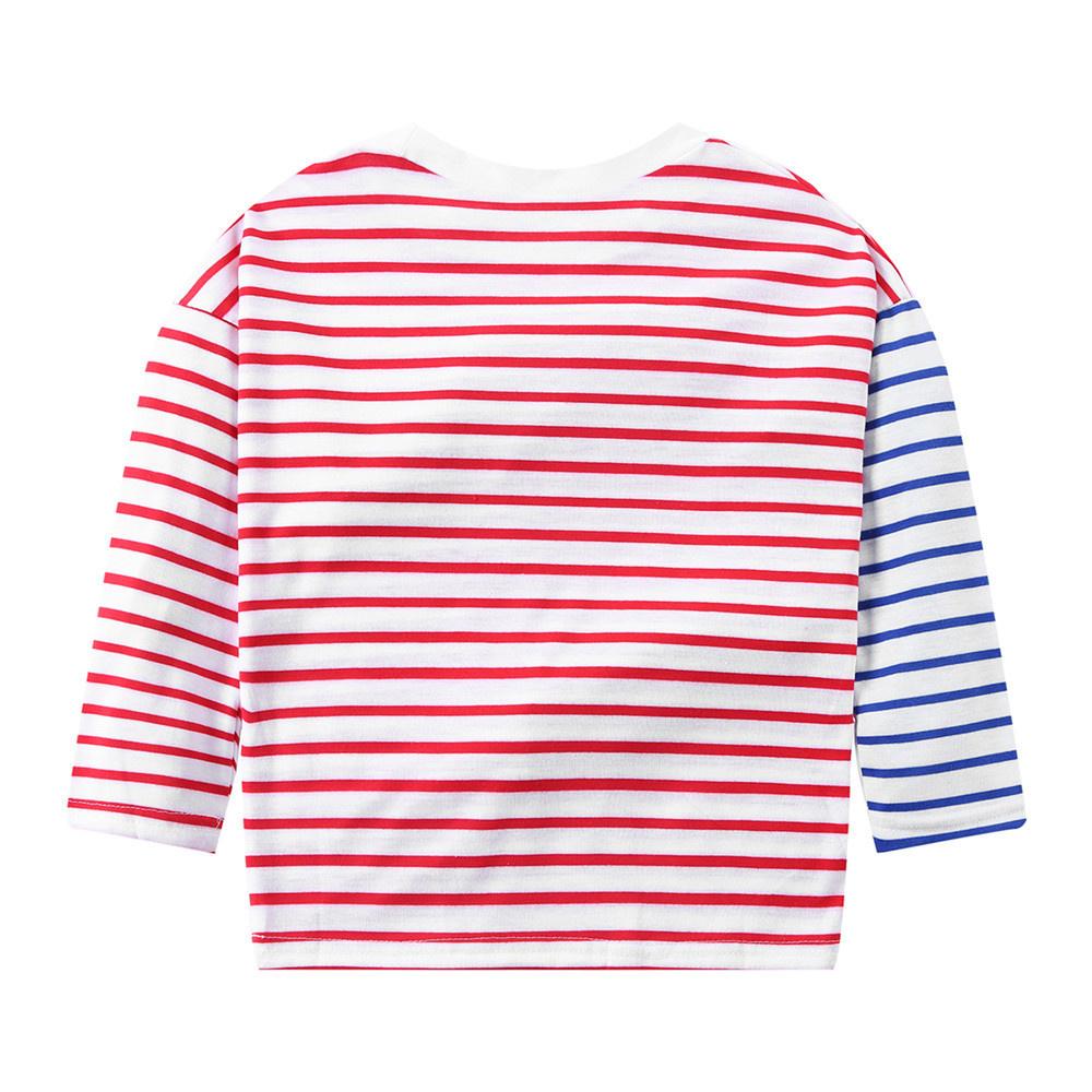 Girls Long Sleeve Striped Splicing Top wholesale kids clothing