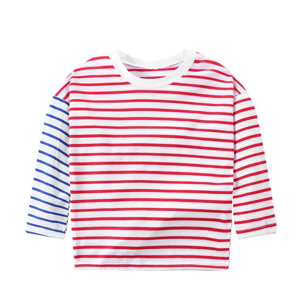 Girls Long Sleeve Striped Splicing Top wholesale kids clothing