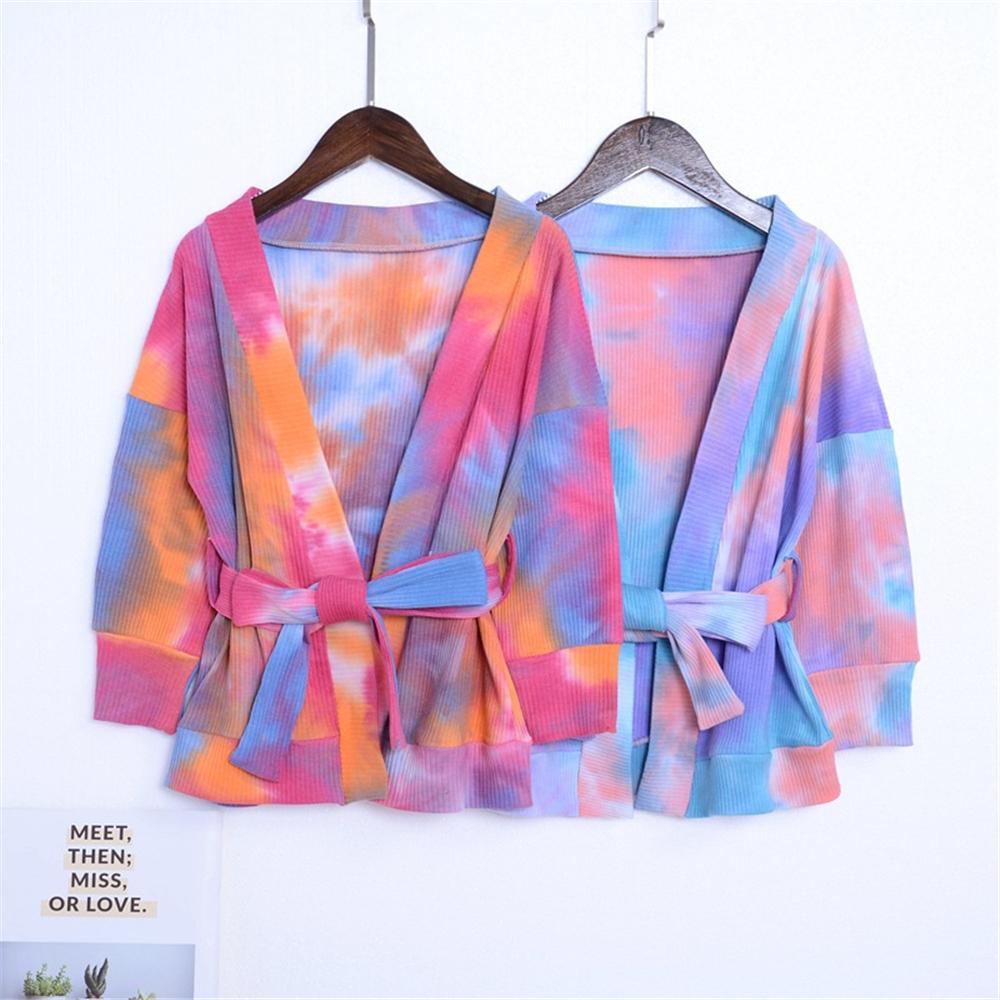 Girls Long Sleeve Tie Dye Cardigan Bow Jacket Wholesale Girl Clothing