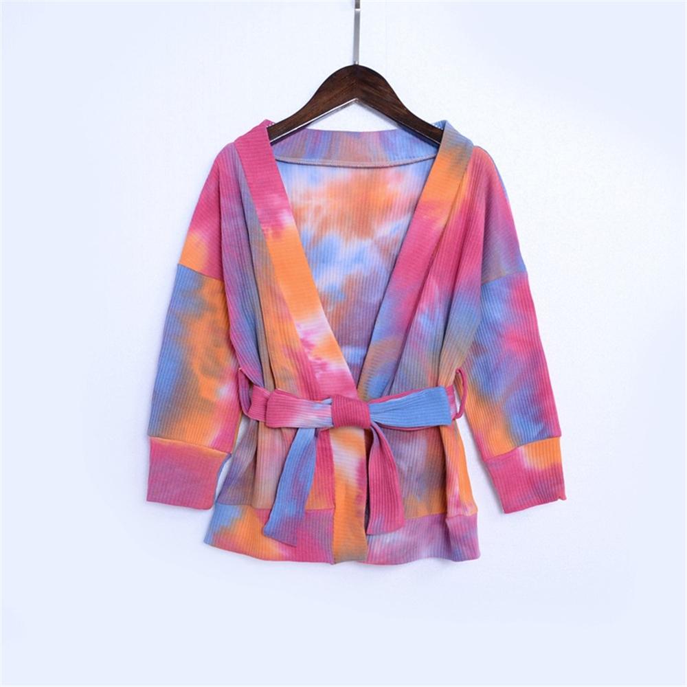 Girls Long Sleeve Tie Dye Cardigan Bow Jacket Wholesale Girl Clothing