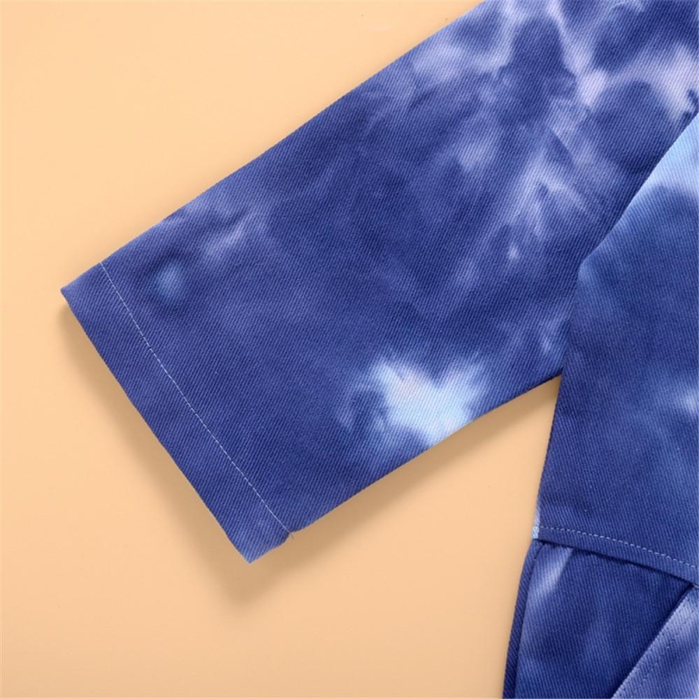 Unisex Long Sleeve Tie Dye Pocket Lapel Jumpsuit Children Clothes Wholesale